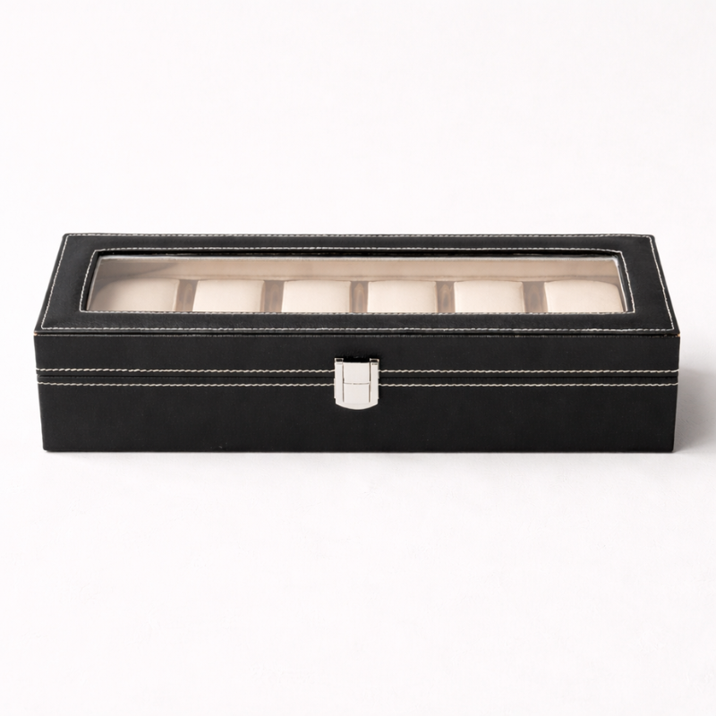 TIMEVAULT™ | Premium 6-Slot Watch Storage Case