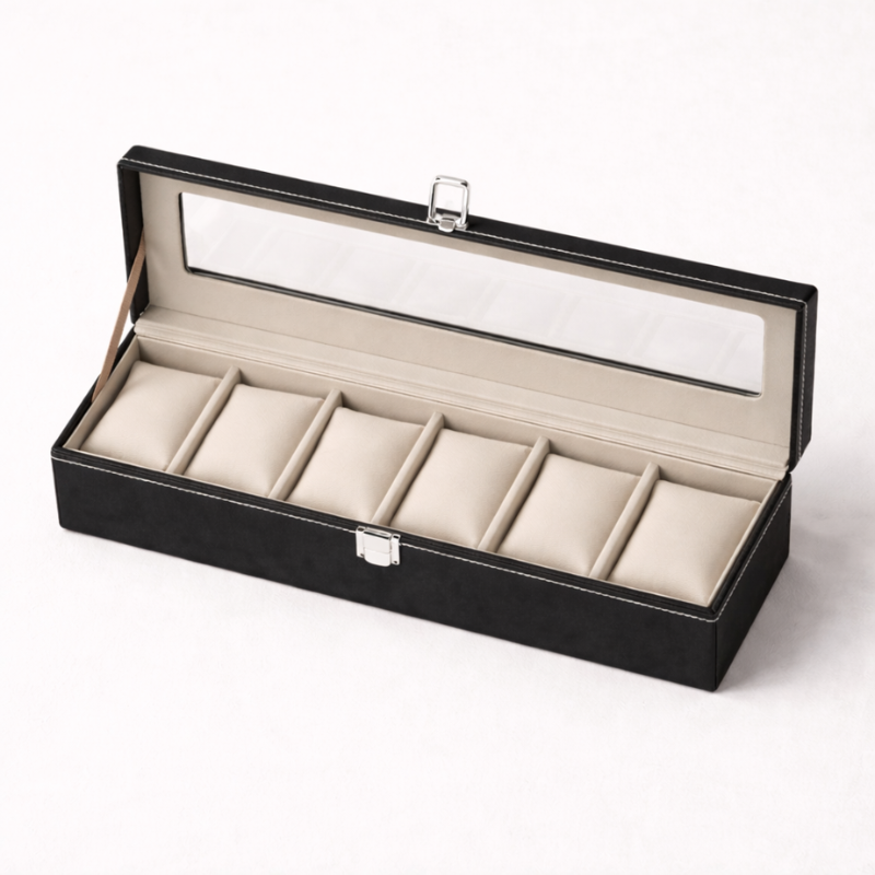 TIMEVAULT™ | Premium 6-Slot Watch Storage Case