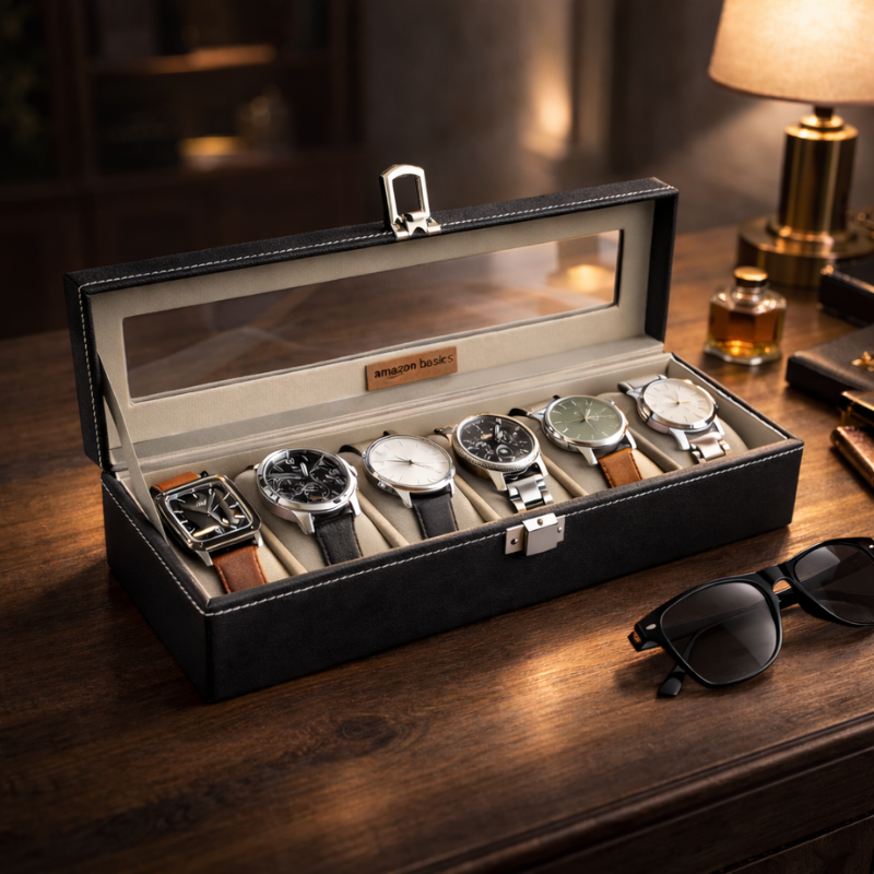 TIMEVAULT™ | Premium 6-Slot Watch Storage Case