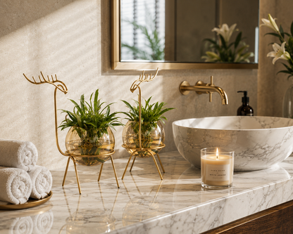 Golden Deer Vase (Set of 2)