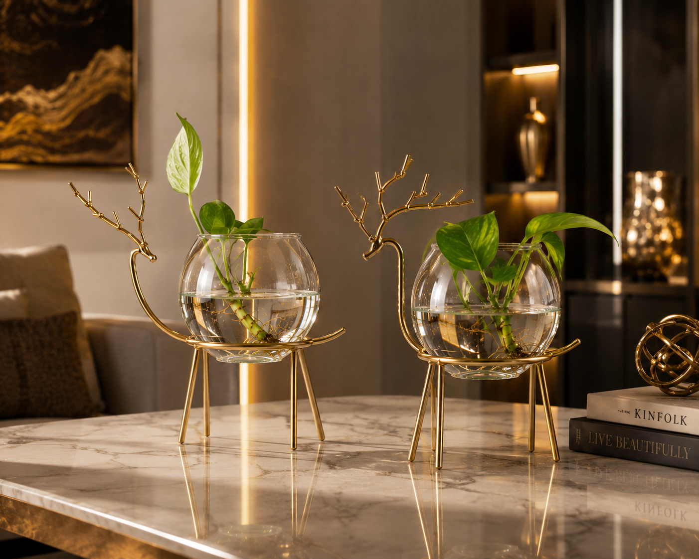 Deer Crystal Vase (Set of 2)
