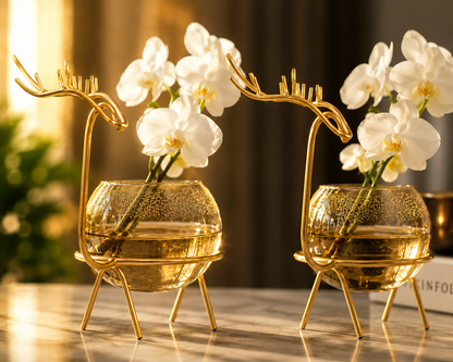 Golden Deer Vase (Set of 2)