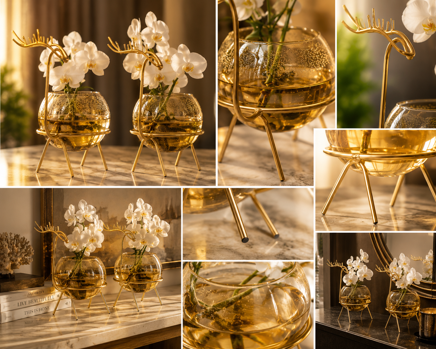 Golden Deer Vase (Set of 2)