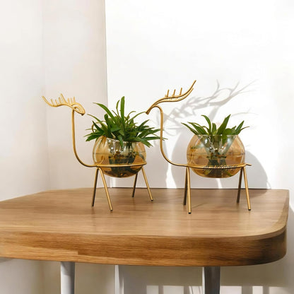 Golden Deer Vase (Set of 2)