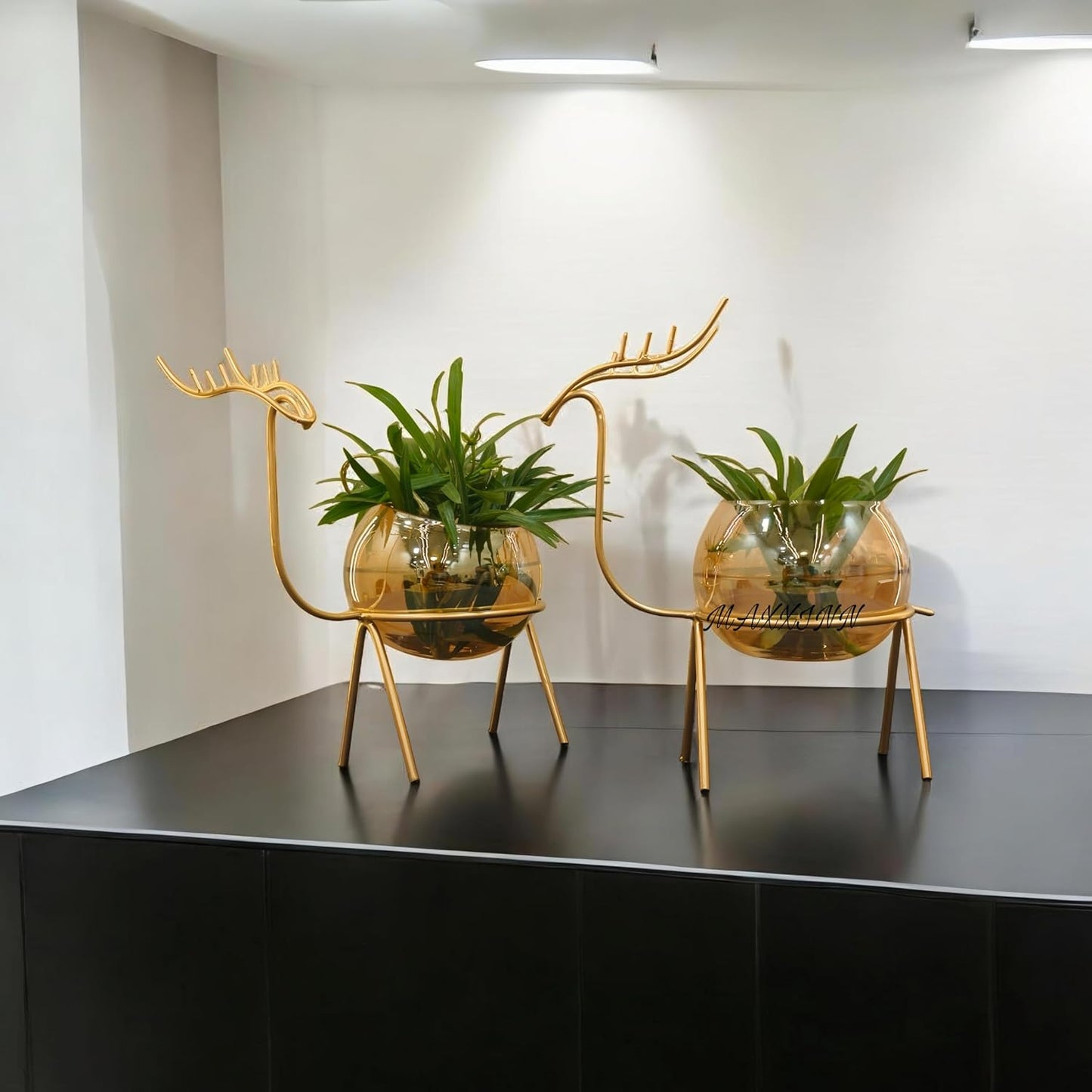 Golden Deer Vase (Set of 2)