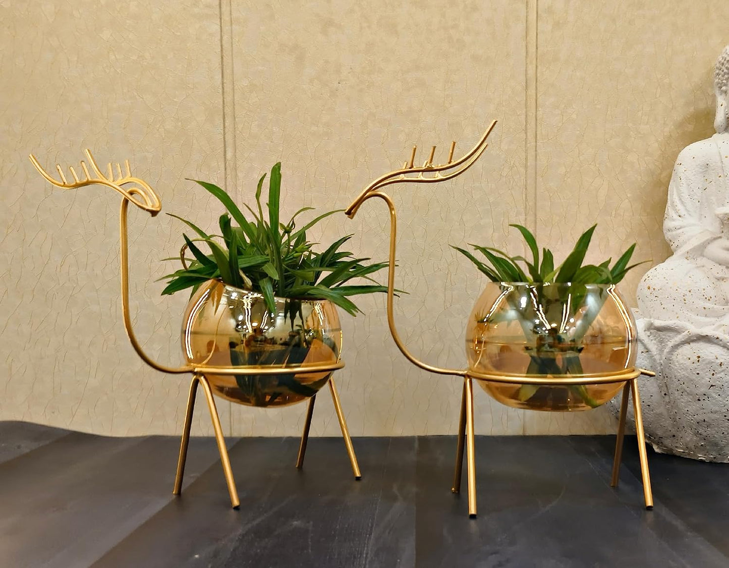 Golden Deer Vase (Set of 2)