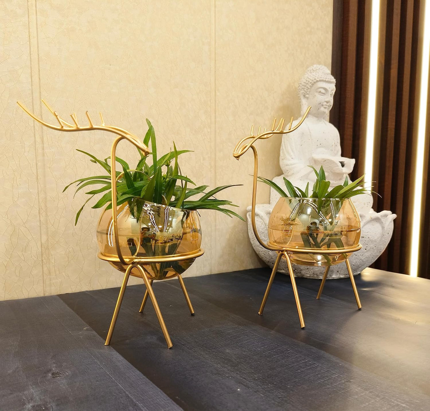 Golden Deer Vase (Set of 2)
