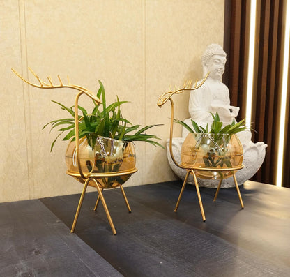 Golden Deer Vase (Set of 2)